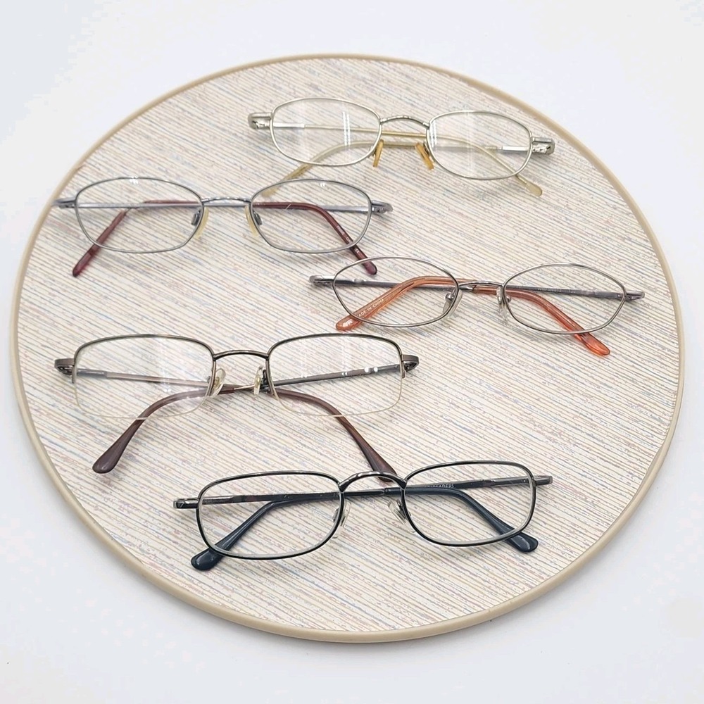 Vintage 90s Eyeglass Frames 5 Mens Mixed Prescription And Readers Thin Metal